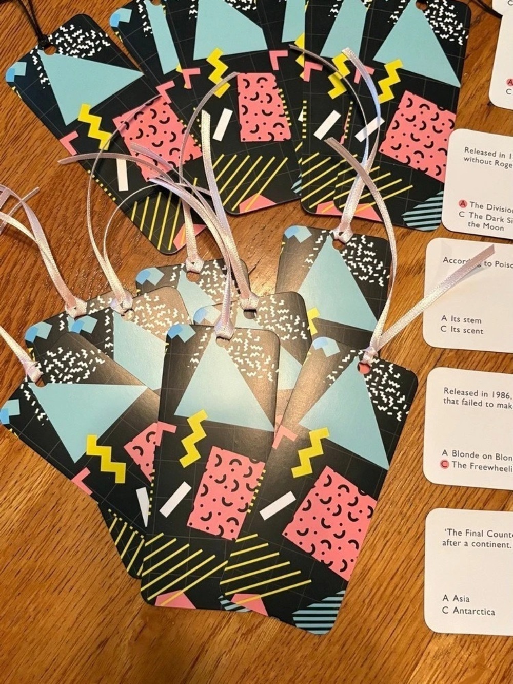 80s Pop Culture Trivia Card Bookmarks